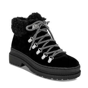 SPLENDID Women's Yvette Boots Black Suede Size 6 Snow Shearling Hiking NWOB